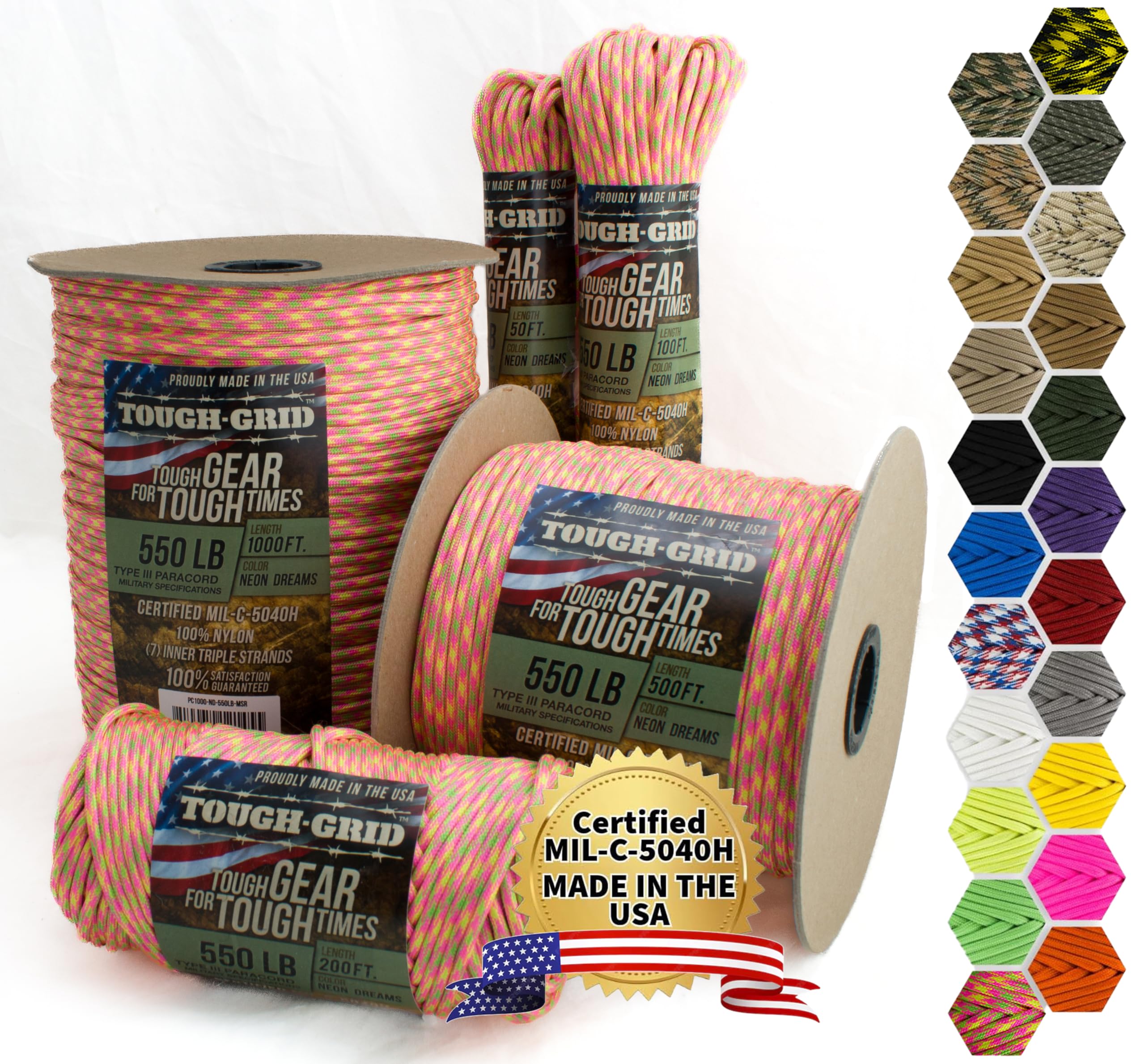 Amazon.co.jp: TOUGH-GRID プレミアム550ポンドパラコードロープ